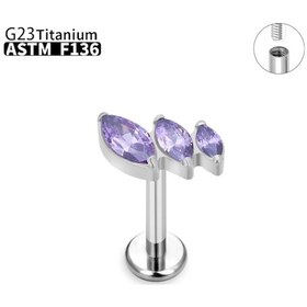 Resim İherag23 Astm F136 Titanyum Piercing Küpe, Dudak, Kulak, Burun Ve Göbek İçin, Cz Süslemeli, Daith Ve Tragus Uyumlu Mavi Beyaz Çinko Kaplama Kırmızı 