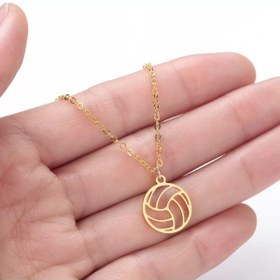 Resim GÜMÜŞ 925K Gümüş Voleybol Topu Altın Kaplama Kolye 