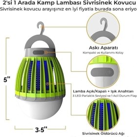 Resim CetKing Sivrisinek Kovucu Dış Mekan/iç Mekan Elektrikli, Micro USB Şarj Edilebilir Sivrisinek Kovucu Lamba, Taşınabilir Ipx6 Su Geçirmez LED Işık Elektronik Ampul Kl-01 