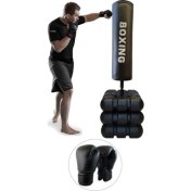 Resim Spor Byfit 178 cm Devrilmez Ayaklı Büyük Boks Vurma Standı + Boks Antrenman Eldiveni - 2'li Set 
