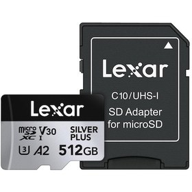 Resim Lexar LMSSIPL512G-BNANU 512 GB Silver Plus 205 MB 4K V30 microSDXC Hafıza Kartı 