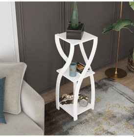 Resim Modilayn Sermin Çiçeklikli Kum Saati Sehpa Beyaz 