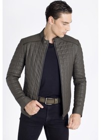 Resim Yeşil Desenli Kuzu Deri Mont-yeşil Yeşil 