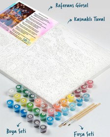 Resim Tabdiko Sayılarla Boyama Seti 40 x 50 cm Tuval Şasesine Gerili Akşam Manzarası 