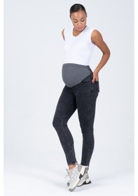 Resim Busa Hamile Esnek Karın Bantlı Arka Kemerli Büyük Beden Skinny Kot Pantolon Antrasit-antrasit 