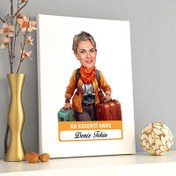Resim Gezmeyi Seven Anne Karikatürlü Kanvas Tablo 