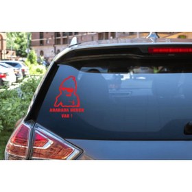 Resim Turuncu Sticker Arabada Bebek Var Cam Sticker 15x18 Cm 