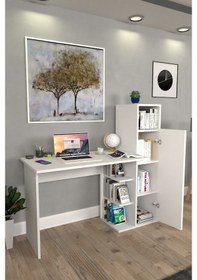 Resim Moonlife Diamond Dolaplı Çalışma Masası Beyaz 