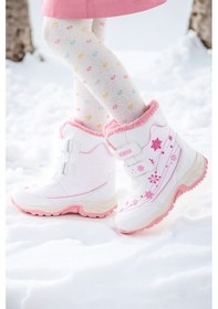 Resim Kiko Kids Kartanesi Cırtlı Kız Çocuk Kar Bot Soğuk Suya Dayanıklı Beyaz - Pembe 001 