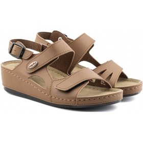 Resim Comfortortho Rahat 1818 Ortopedik Vegan Deri Kadın Sandalet Kahverengi 
