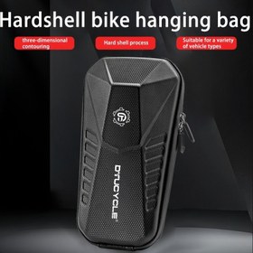 Resim DTUCYCLE Dayanıklı Yüksek Kapasiteli Çıkarılabilir Elektrikli Scooter Kolu Depolama Çantası - 3D Kontur Tasarım, Ayarlanabilir Kayış, Bisiklet & Denge Bisikleti Aksesuarları için Sert Kabuk Koruma (Siyah), Dokulu Yüzey, Boyutlu Kontür 