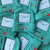 Resim Unisex Retro Oyun Bere - Pixel Art Kontrollü, Neşeli Yüzler ve Macera Tasarımlı Katlanabilir Turkuaz Renkli Yumuşak Kışlık Şapka, Erkek ve Kadın için 