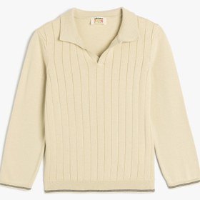 Resim Erkek Çocuk Pamuklu Uzun Kollu Polo Yaka Basic Triko Kazak 
