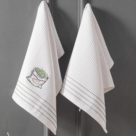 Resim Schäfer Schafer Nakışlı 2 Li Kurulama Bezi 40X60 Cm-Beyaz 