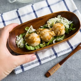 Resim 1 adet Japon Esintili Ahşap Servis Tepsisi - Geometrik Tasarım, Sushi, Meyve & Havlular İçin Mükemmel - Şükran Günü & Günlük Kullanım İçin İdeal 