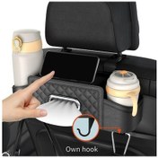 Resim Besthome1 Siyah Abs Araç Sandalye Arkası Organizatörü, 2 İçecek Rakası, Makyaj, Telefon Tutucu İle İçini Düzenle 