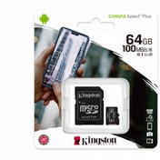 Resim KINGSTON SDCS2/64GB, CANVAS, CL10, 100Mb/s, MicroSD Kart Bellek (SD Adaptörlü) Kingston