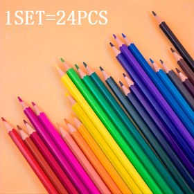 Resim 1 Set Premium Renkli Kalem - 24 Canlı Renk, Hafif, 2Mm Kurşun, 2B Sertlik - Sanatçılar, Okul Projeleri ve Hediyeler İçin İdeal 