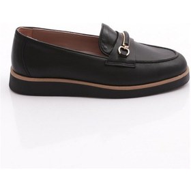 Resim Dgn 410 Kadin Loafer Ayakkabi Siyah Napa 