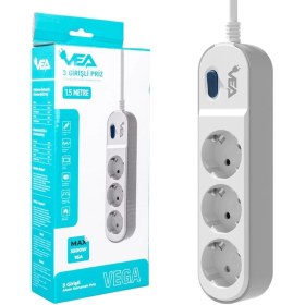 Resim CLZ192 3'lü Anahtarlı 1.5 mt Akım Korumalı Grup Priz A Class 4172) 