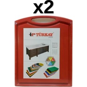 Resim 2'li Türkay 32.5X26.5X2 cm Saplı-Oluklu Polietilen Kesme Tahtası Kesim Levhası 1244 