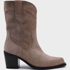 Resim SHOEMOL SKC-016 Bej Süet Western Kadın Çizme 