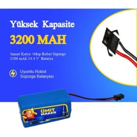 Resim Şımart Sımart Katya +Mop Robot Süpürge 3200 mAh 14.4 V Batarya - Orjinal Uyumlu Uzun Ömürlü, Yüksek Performans Pil 