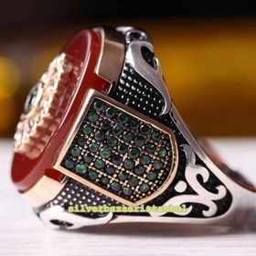 Resim Copy of 925 Sterling Eagle Sapphire and Onyx Stone Mens Ring - US: 11.5 / 66 mm / Turk: 26 