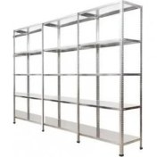 Resim Galvanizraf 5 Katlı 3 Lü Bitişik Galvaniz Çelik Raf Arşiv Depo Kiler Rafı 31X93X200 