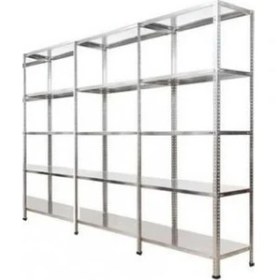 Resim Galvanizraf 5 Katlı 3 Lü Bitişik Galvaniz Çelik Raf Arşiv Depo Kiler Rafı 31X93X200 