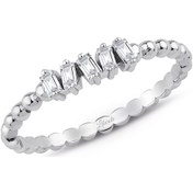 Resim 0.13 Ct. Modern Tasarım Baget Pırlanta Yüzük 