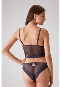 Resim Pierre Cardin 4831 Kadın Pedli Balensiz Dantelli Bralet Sütyen Külot Takım-mürdüm MÜRDÜM 