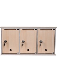 Resim Ahşap Posta Kutusu Anahtarlı Akça 3Lü Ceviz 2 Renk 