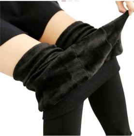 Resim Bayan Içi Peluş Kışlık Termal Tayt Içlik Siyah Sıcak Tutan Dış Giyime Uygundur Siyah 