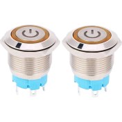 Resim Guangdong Spirit 2 Adet 12 ~ 24VDC 16MM Yuvarlak 4pın 1no Basmalı Düğme Anahtarı Işık Gücü Desenli Kendinden Sıfırlama 