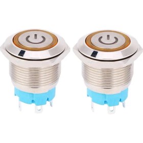 Resim Guangdong Spirit 2 Adet 12 ~ 24VDC 16MM Yuvarlak 4pın 1no Basmalı Düğme Anahtarı Işık Gücü Desenli Kendinden Sıfırlama 