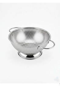 Resim Ayaklı Çelik Süzgeç Paslanmaz Makarna Süzgeci 22 Cm Gri 