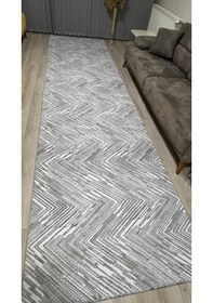 Resim Arbese Kaymaz Taban Halı Koridor Antre Mutfak Yatak Odası Kesme Jel Yolluk Gri-1008 