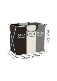 Resim 3 Bölmeli Katlanabilir Bölmeli Kirli Çamaşır Sepeti - Banyo Çamaşır Sepeti Renkliler & Beyazlar Çok Renkli 