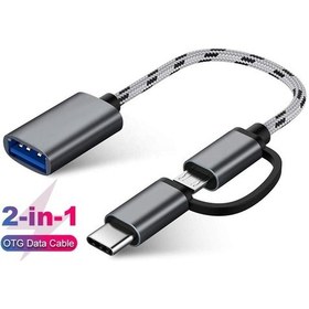Resim USB 3.0 OTG To Type C + Micro USB Data Şarj Çevirici Dönüştürücü 