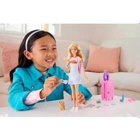 Resim Barbie Seyahatte Bebeği Ve Aksesuarları Barbie Bebek Ve Aksesuarları, Yavru Köpeğiyle Seyahat Seti Hjy18 