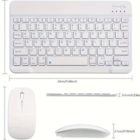 Resim Taşınabilir Kablosuz Klavye Fare Seti, Sessiz ve Şarj Edilebilir, Çift Güç USB/Pil, 150mAh Lityum Polimer, Type-C Şarj, iPad, Tablet, Dizüstü Bilgisayar, Ofis Bilgisayarı için - Şarj Cihazı Dahil Değil 