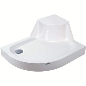 Resim Asimetrik Monoblok Oturmalı Duş Teknesi | Sanacryl - 80x130 / Beyaz / Oturmalı 