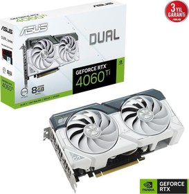 Resim RTX4060TI 8GB DUAL RTX4060TI-O8G WHITE GDDR6 128bit HDMI DP PCIe 16X v4.0 Asus