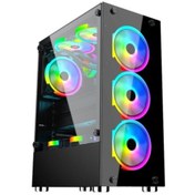 Resim GAMEFORCE Glass 6x120mm Rainbow Fanlı Oyuncu Bilgisayar Kasası 