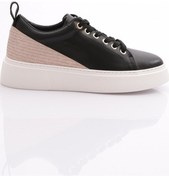 Resim Dgn Es851 Kadin Kalin Taban Halhal Detayli Silver Taşli Sneakers Ayakkabi ES851-2007-R12593 Siyah - Beyaz 