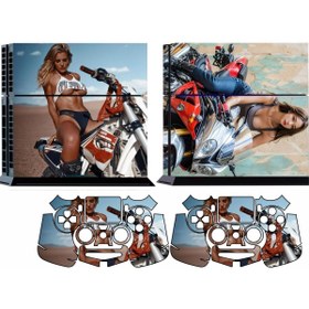 Resim Kt Grup Motorcu Kız Playstation 4 Standart Kasa Full Sticker Kaplama Seti 