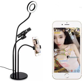 Resim Coverzone 3İn1 Youtube Set Cep Telefonu & Mikrofon Tutucu Ve Selfie Işığı 