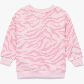Resim Kız Bebek Pamuklu Uzun Kollu Bisiklet Yaka Şardonlu Sweatshirt 