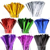 Resim 100 adet Metalik Spiral Bağlama Renkli Spiral Bağlar Cellophane Parti Çantası Sevimli Koniler Doğum Günü Şeker Çantası 8 Renk Mevcut 10cm/3.97in 